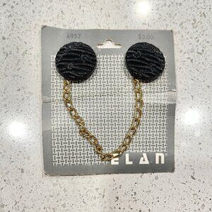 NWT Vintage Elan Chain Double Brooch Black